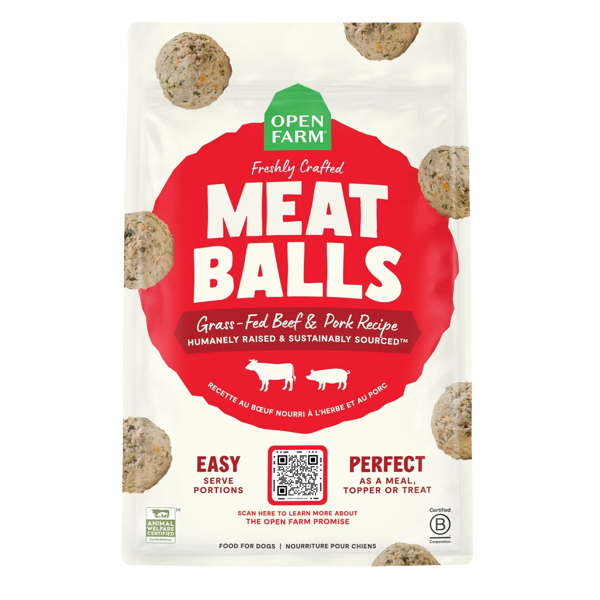 Grass-Fed Beef & Pork Freshly Crafted Meatballs for Dogs